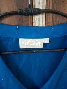 Elegant Blue Kurta with White Embellishments