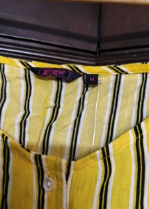 Ginger Yellow Striped Tie-Front Crop Top
