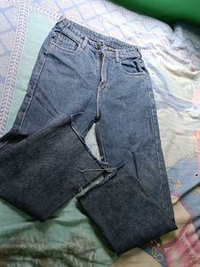 Blue Denim Wide Leg Jeans