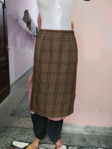 vintage "o pas" Brown Plaid Pencil Skirt