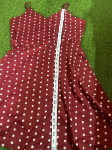 Maroon Polka Dot Wrap Dress