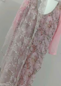 Pink Floral Kurta with Dupatta
