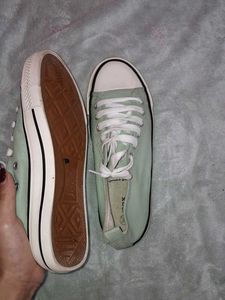 Mint Green Lace-Up Sneakers