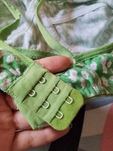 Green Floral Print Bra