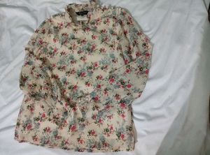Floral Print Ruffle Neck Top BY RARE