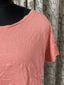 Coral Pink Cropped T-Shirt