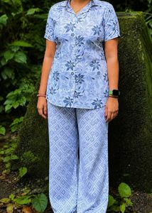 Blue Floral Printed Kurta Set