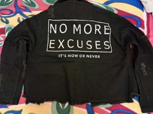 Distressed Black Denim Jacket