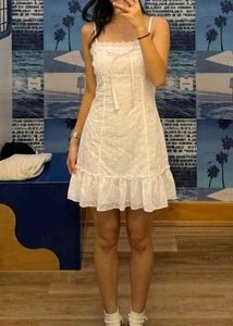 y2k Cute White Summer Dress with Bow