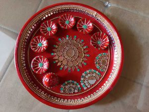 Handmade Decorated Pooja Thali