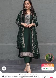 Libas Emerald Green Kurta Set with Dupatta