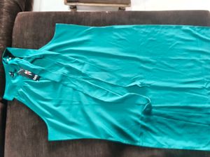 Teal Kurta With Detailed Neckline