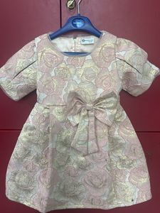 Chic Rose Brocade Party Dress