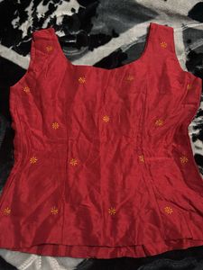 Red Embroidered Blouse