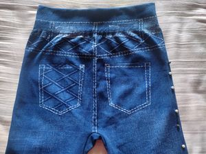 Printed Jeggings With Beads Work Done