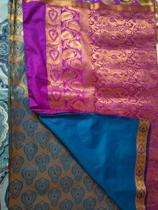 Pattu Saree With Blue And Pink Shade
