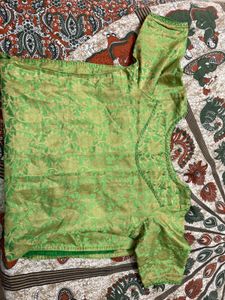 Parrot Green Boat Neck Kurta
