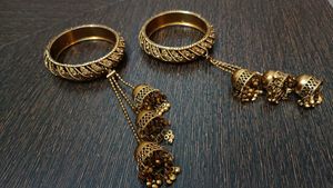 Ethnic Gold Bangles with Jhumka Tassels