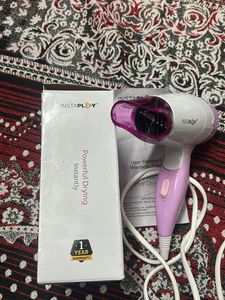 Instapldy Powerful Hair Dryer - Pink &amp; White