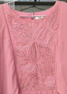 Elegant Pink Beaded Kaftan Kurta