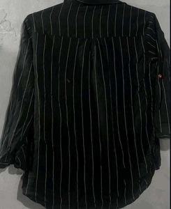 Chic Black Striped Button-Up Shirt