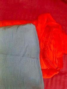 Ready to wear Orange and Blue Ombre Saree