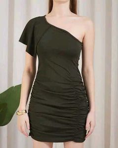 Shein One Shoulder Ruffle Sleeve Ruched Bodycon