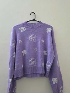 size s Cute Purple Mushroom Knit Sweater