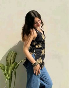 Stylish Black backless halter Kurta