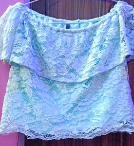 Off-Shoulder Lace Crop Top