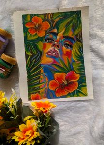 Vibrant Floral Portrait Canvas sheet Art Painting