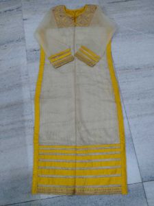 Embroidered Yellow Kurta Set