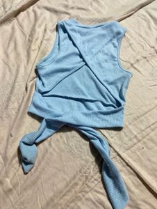 Cute Blue Tie-Back Tank Top