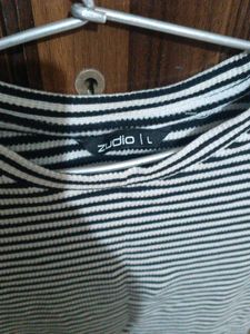 Striped Lettuce Hem T-Shirt