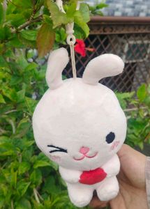 Cute White Bunny Plush Keychain