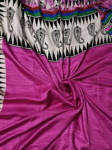 Dark Pink Bhagalpuri Tussar Silk Dupatta