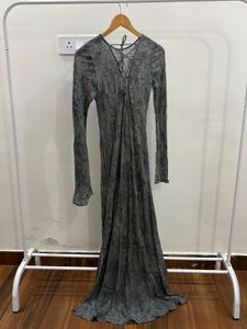 Elegant Greyish Mint Embroidered Beaded Gown