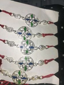 Gota chandi rakhi combo of five
