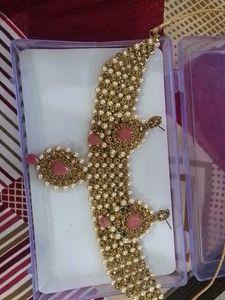 Elegant Gold Toned Necklace and Earring Set