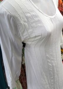 White Mixed Cotton Kurti