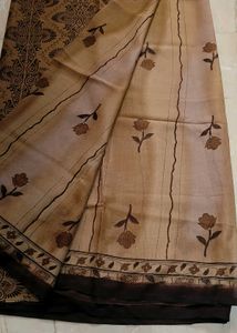 Brown Floral Print Saree