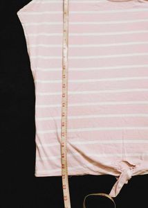 Striped pink Top with Floral Detail