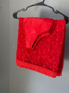 Stunning Red Lace Saree 😍