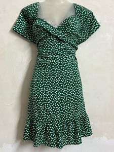 SHEIN BRANDED PLUS SIZE Green Polka Dot Mini Dress