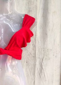 Red Twist Front Bikini Top
