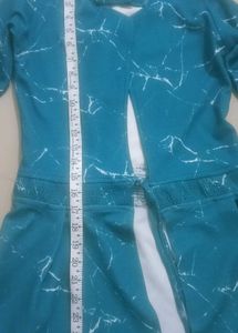 Teal Marble Print Midi Dress