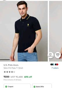 U.S.P.A Men's Navy Blue Polo T-Shirt