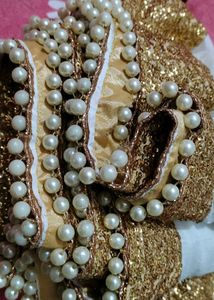 Elegant White saree with sequins border &amp; Gold blo