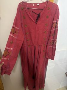 Boho Embroidered Red Kurta