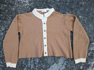 Cozy Knit Cardigan with Peter Pan Collar